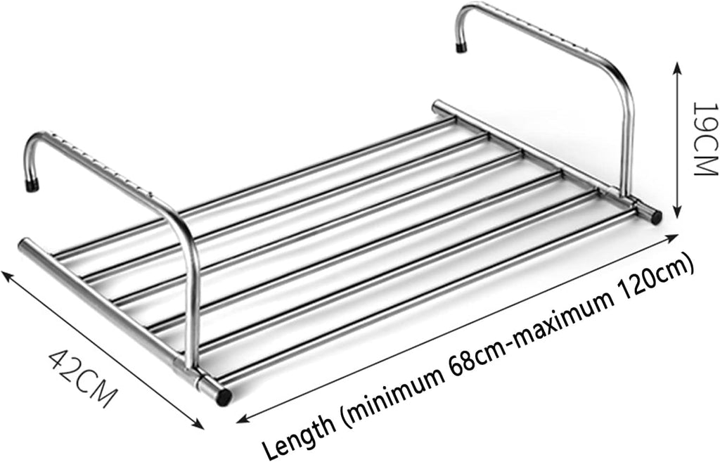 Clothes Drying Rack, Collapsible Stainless Steel Laundry Airer for Balcony and Bathroom, Space-Saving Folding Design