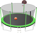 1500LBS 16FT 15FT 14FT 12 FT 10FT 8FT Tranpoline for Kids and Adults with Sprinkler, Lights with Music Speaker, Socks, Water Ball, Heavy Duty Outdoor Tranpoline with Net Enclosure and Ladder