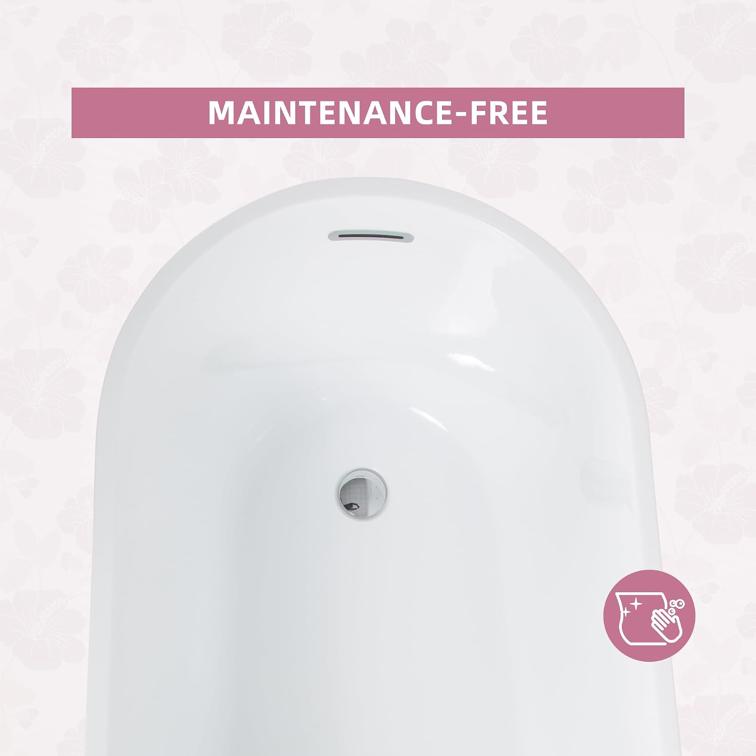 TONA 55' Acrylic Freestanding Bathtub Contemporary Soaking White Tub cUPC Certified, Toe-Tap Chrome Drain & Overflow Assembly Included