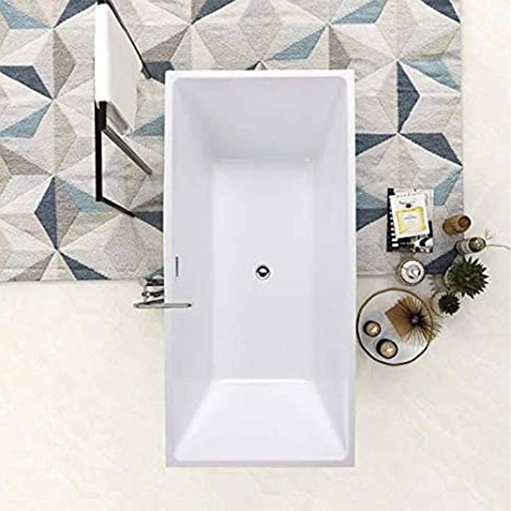 Vanity Art 67' X 32' Acrylic Freestanding Bathtub | Home Improvement Bathtubs with Contemporary Design for Soaking and Bathing, Overflow and Pop-up Drain with UPC Certified, VA6821-L