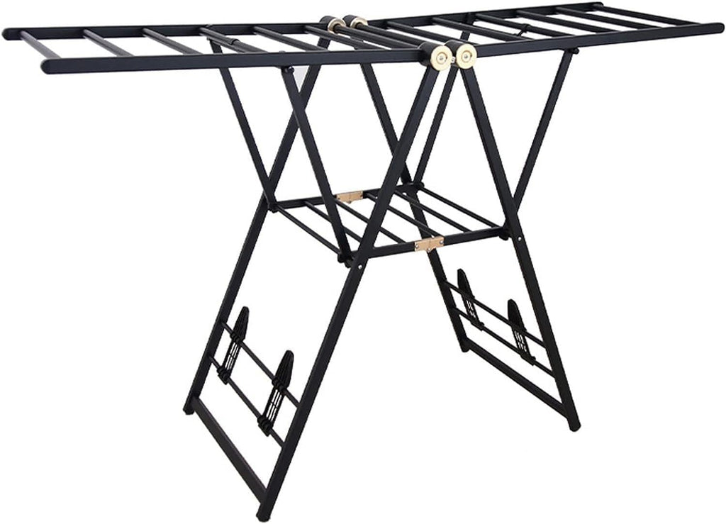 Laundry Drying Rack Floor Aluminum Alloy Clothes Drying Rack Collapsible Hanger Large Capacity Compact Hanging Racks for Garment Balcony Bedroom(130cm/51in)