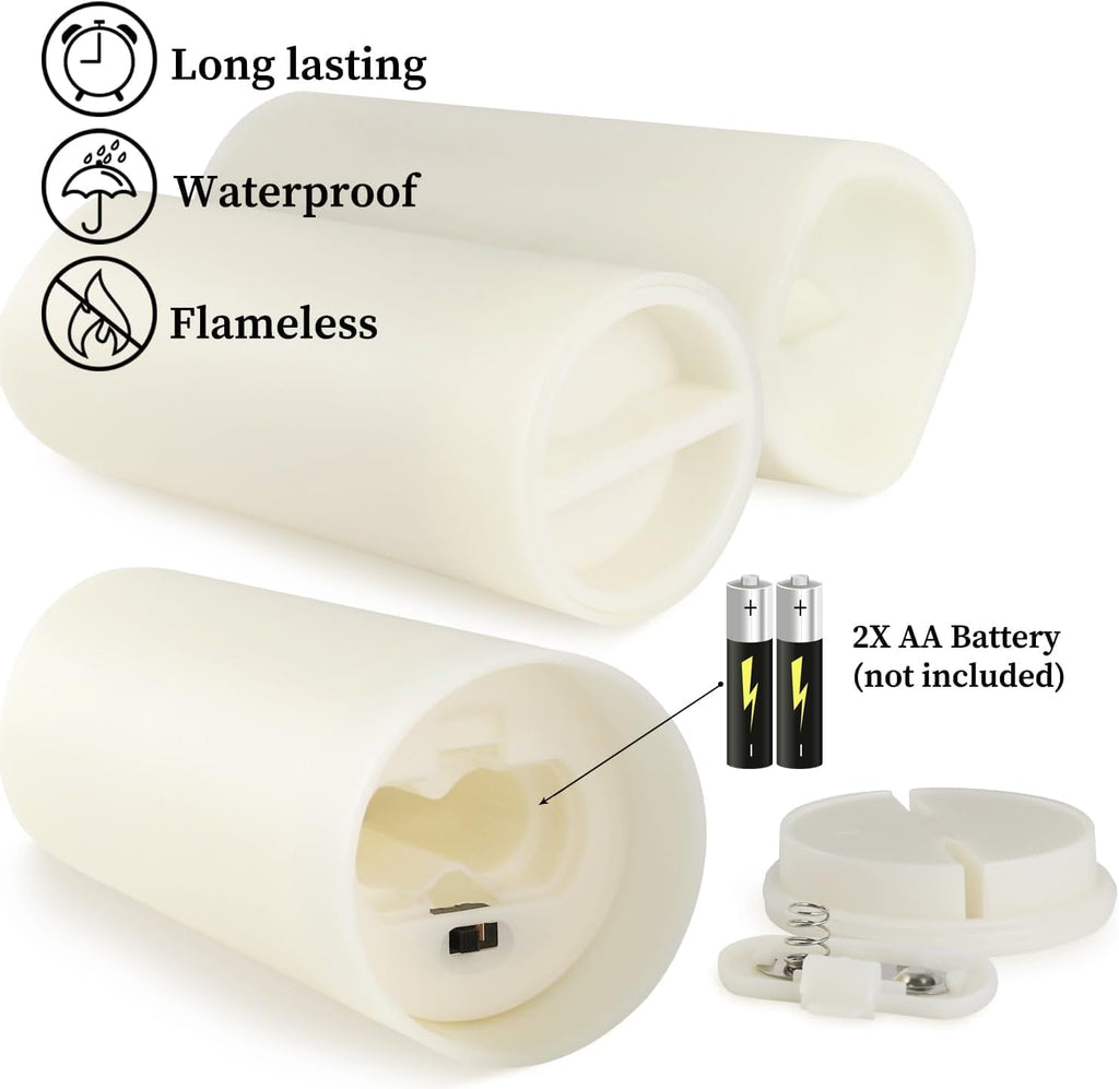YOROXRG Set of 96 Waterproof Outdoor Flameless Candles, LED Candles with 4 Remote and Timer,(H 4' 5' 6' x D 2.2'),for Halloween Wedding Festival