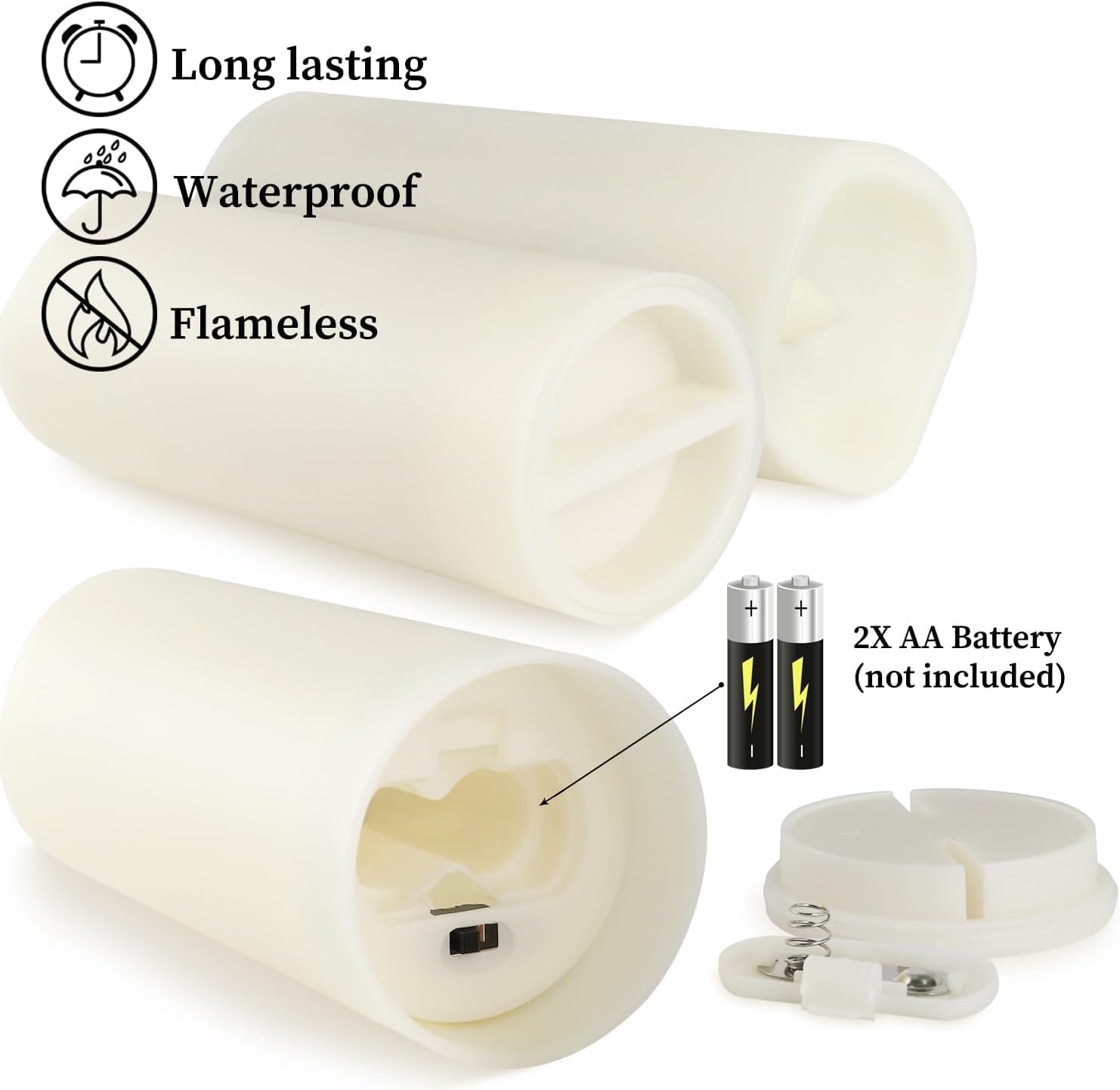 YOROXRG Set of 96 Waterproof Outdoor Flameless Candles, LED Candles with 4 Remote and Timer,(H 4' 5' 6' x D 2.2'),for Halloween Wedding Festival