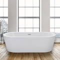 WOODBRIDGE 67' Acrylic Freestanding Bathtub Contemporary Soaking Tub with Brushed Nickel Overflow and Drain, B-0002 / BTA1504