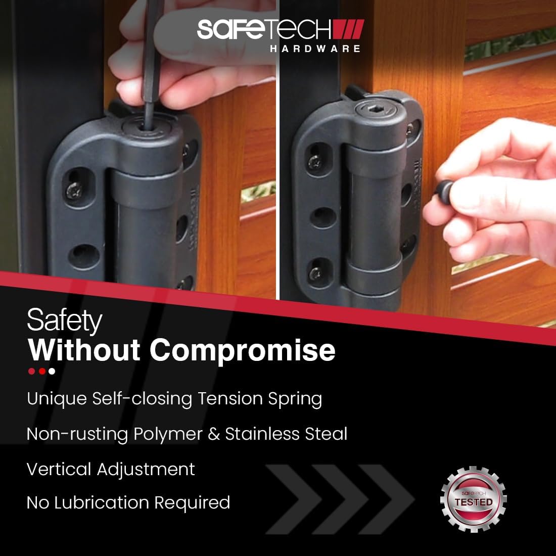 Safetech Hardware 22-Inch Push Lock Magnetic Top Pull Pool Gate Latch (SL-50H) & TopKlik Gate Hinges Bundle