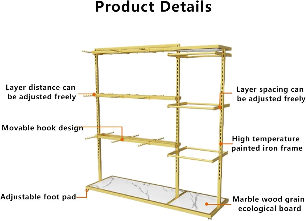 Floor Standing Organizer for Mall Retail Stores,Freestanding Underwear Panty Rack for Underwear Bra Shorts Jewelry Necklaces(Gold)