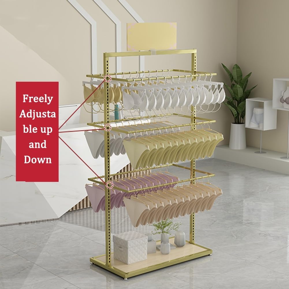 Clothing Store Underwear Rack, Metal Retail Storage Shelves for Bra Swimwear Lingerie Shorts Phone Cases, Freestanding Boutiques Retail Display Stand，White 60x40x135cm