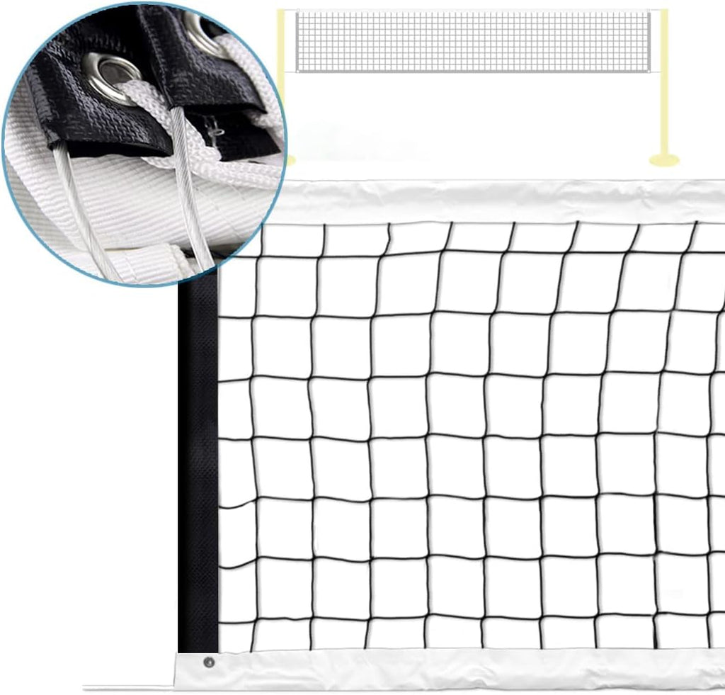 Replacement Professional Sports Volleyball Net with High Strength Cable & Two Side Tape Reinforcement Dowels，4 Inch Square Mesh Heavy-Duty Net for Indoor Outdoor（Standard 3'H x 32'L）