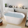 Freestanding Bath Tub 55' L Acrylic Freestanding Bathtub with Toe-tap Chrome Drain, Free Standing Bathtub White Modern Stand Alone Tubs for Bathroom Fixtures, Chrome Finish High-Gloss White