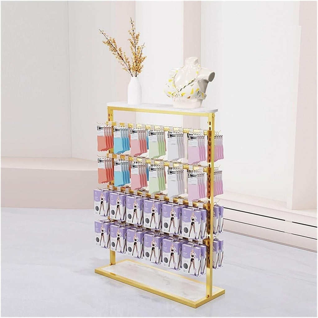 Clothes Rail Garment Rack 4 Storeys Underwear Metal Display Rack, Floor-Standing Garment Organizer Hanger for Socks Bra Panties, Retail Store Display Stands(80x35x135c