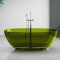 51' Edeyeu Freestanding Bathtub - Luxury Natural Resin Solid Surface Bathtub, Crystal Translucent Extra Deep Soaking Tub, High-End Stand Alone Free Standing Tub For Modern Bathroom Design Green