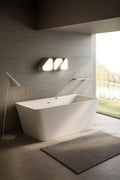 Carver Tubs - Kaskade 71' Modern White Freestanding Soaking Bathtub - Modern Rectangle Acrylic Tub With Chrome Drain & Center Slotted Overflow Included - Deep Soaking - 71″L x32'W x 23'H