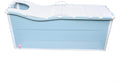 Portable Foldable Bathtub 53In Freestanding Bathtub with Lid & Drain-pipe, Blue Thickened Plastic Collapsible Soaking Bath Tub for Adults, Bearing Capacity 92.48lbs (with Lid)