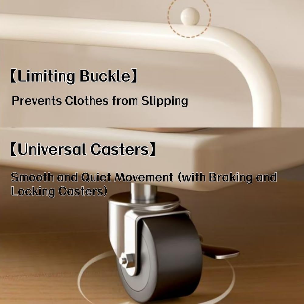 Modern Metal Coat Rack with Wheels, Freestanding Garment Rack with Storage Box, Multifunctional Clothes Rack for Living Room, Bedroom, Entryway and Office(Black,60cm/23.6in)