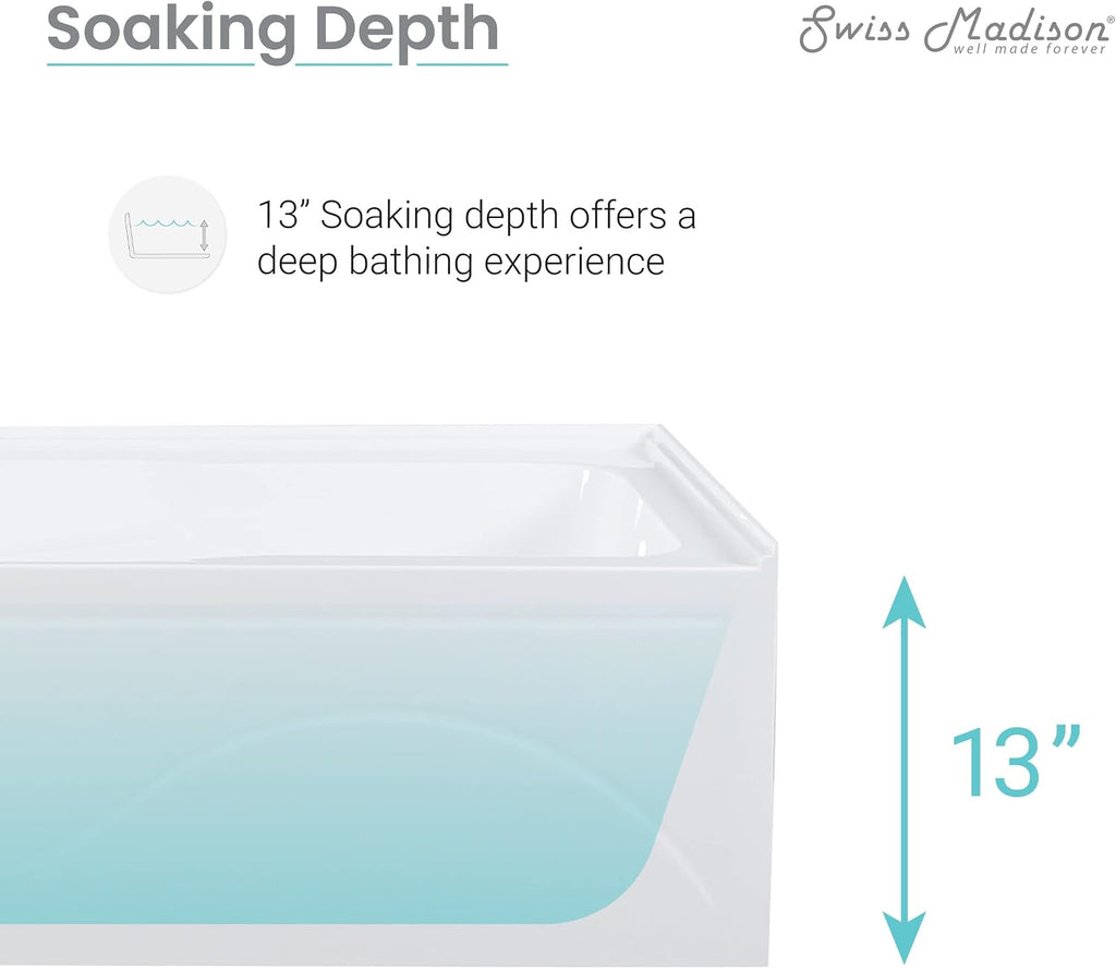 Swiss Madison Well Made Forever SM-AB545 Ivy Alcove Tub, 60' x 30', Glossy White