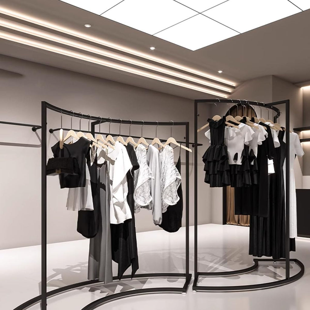 Heavy Duty Clothing Rack Black Freestanding Garment Rack 34.3x17.7x52.4in – Iron Frame Clothes Rack for Hanging Clothes, Commercial Shop Boutiques Laundry Room(87x45x133cm/34.3x17.7x52.4in)