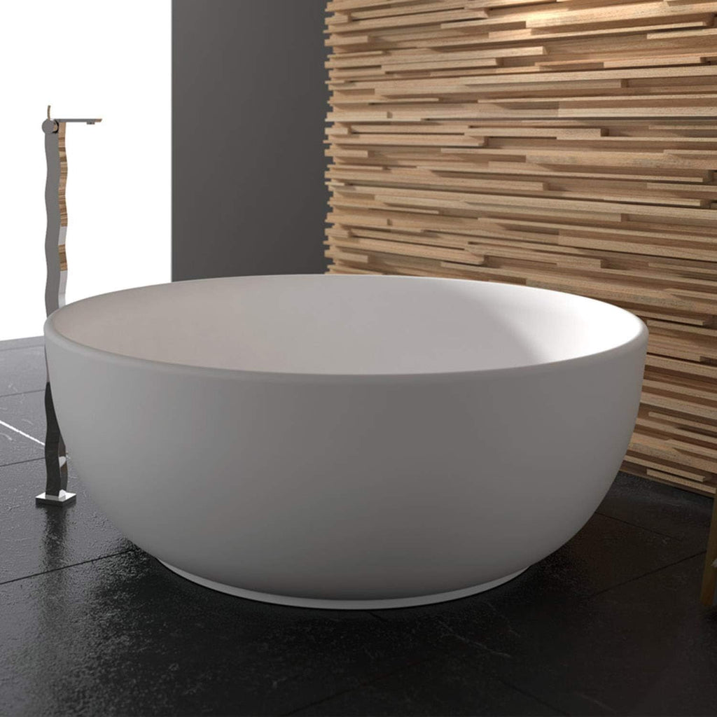 Dowell 078 59' Round Luxury Stone Resin Solid Surface Freestanding Bathtub White Modern, Round 59'