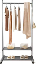 Heavy duty Garment rack Heavy Duty Clothes Rail On Wheel, Rolling Clothing Rack For Hanging Clothes, Aluminum Alloy Coat Rack With 2 Shelves For Bedroom, Portable Space Saving Clothes Organizer