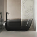 67' Edeyeu Luxury Freestanding Bathtub – Solid Surface Bathtub Soaking Tub, Ergonomic Backrest And Durable One-Piece Construction For Modern Bathroom Luxury With Drain Gray