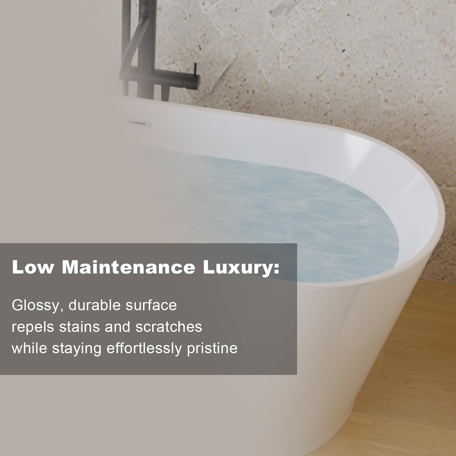 Freestanding Bath Tub 59' L Acrylic Freestanding Bathtub with Chrome Overflow & Drain, Free Standing Bathtub White Modern Stand Alone Tubs for Bathroom Fixtures, Chrome Finish Glossy White