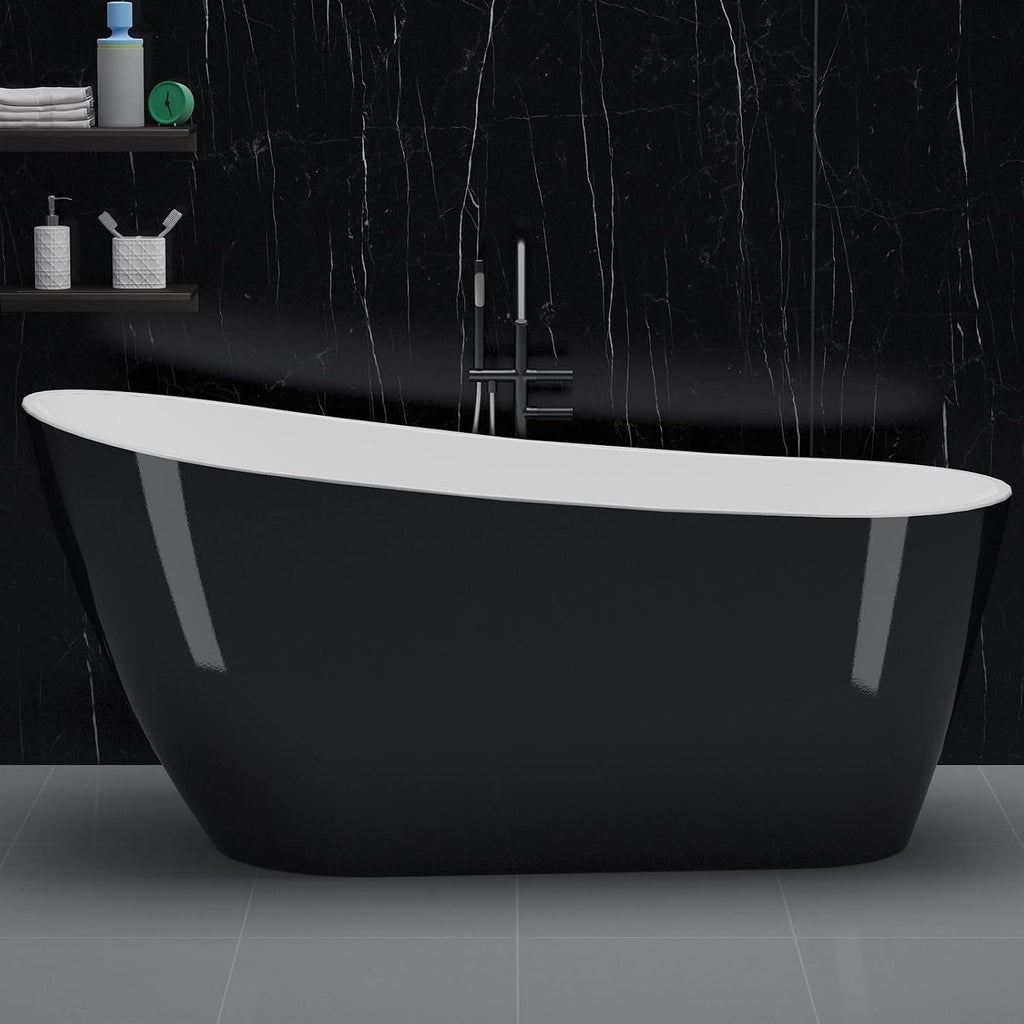 GarveeTech 67 in Acrylic Freestanding Bathtub, Contemporary Stand Alone Tub,Black Soaking Tub, with Chrome Overflow and Drain, CUPC Certified