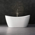 WOODBRIDGE BTA-1516 Acrylic Freestanding Bathtub Contemporary Soaking Tub with Brushed Nickel Overflow and Drain, BTA1516, 59' B-0016 White