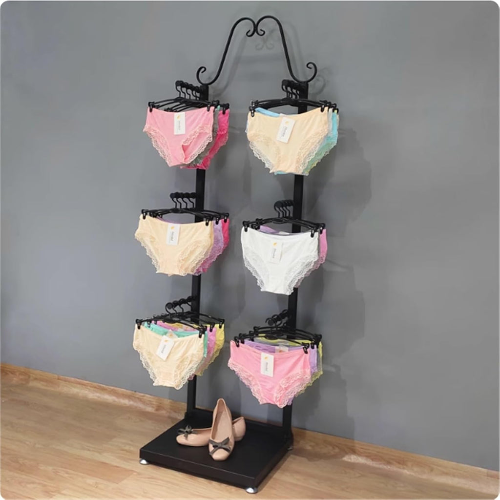 Multifunctional Underwear Display Stand, Metals, Clothing Lingerie Garment Rack, Commercial Retail Shelves, Freestanding, for Socks Bra Panties Scarves, 59in
