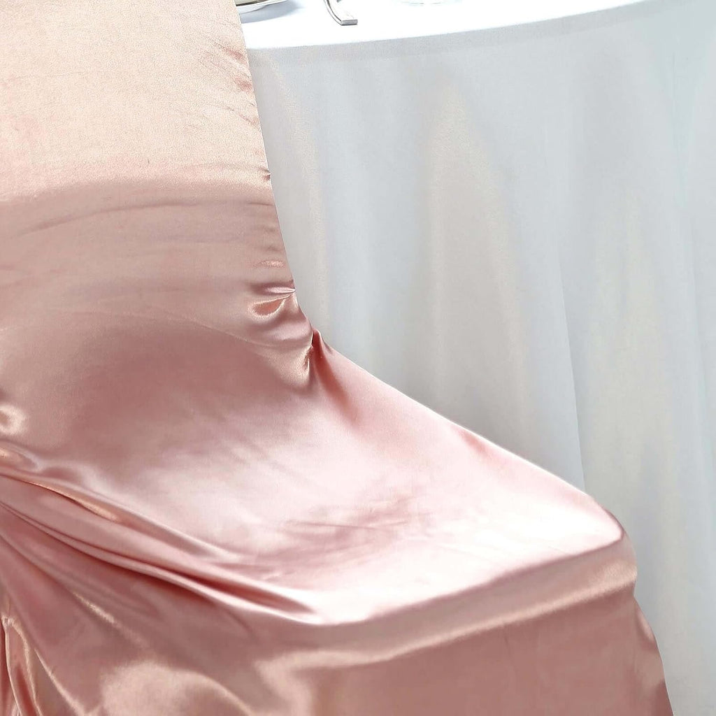 Tableclothsfactory Dusty Rose Silky Satin Universal Chair Covers Fits All Type of Chairs Event Dinning Slipcover for Wedding Party Banquet