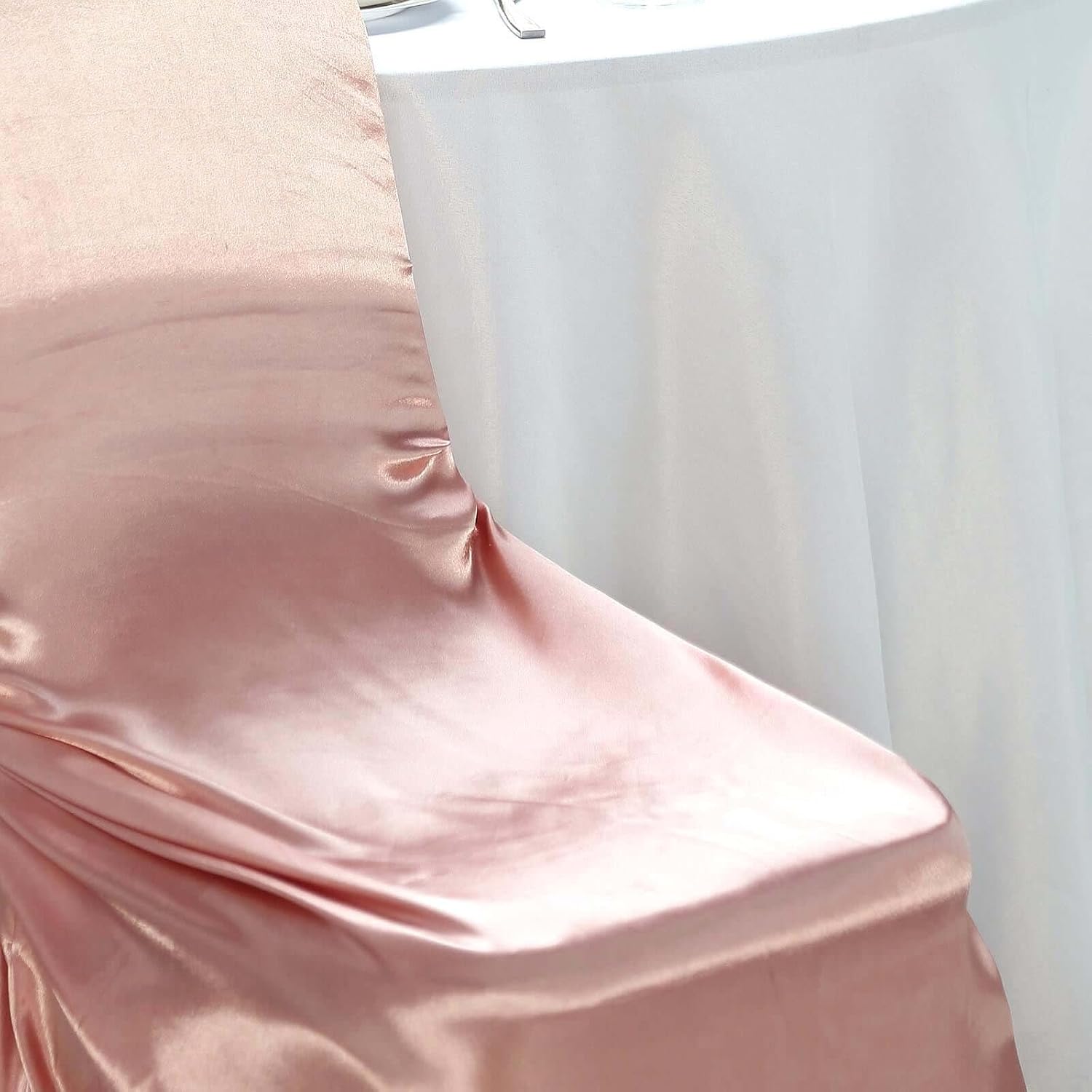 Tableclothsfactory Dusty Rose Silky Satin Universal Chair Covers Fits All Type of Chairs Event Dinning Slipcover for Wedding Party Banquet