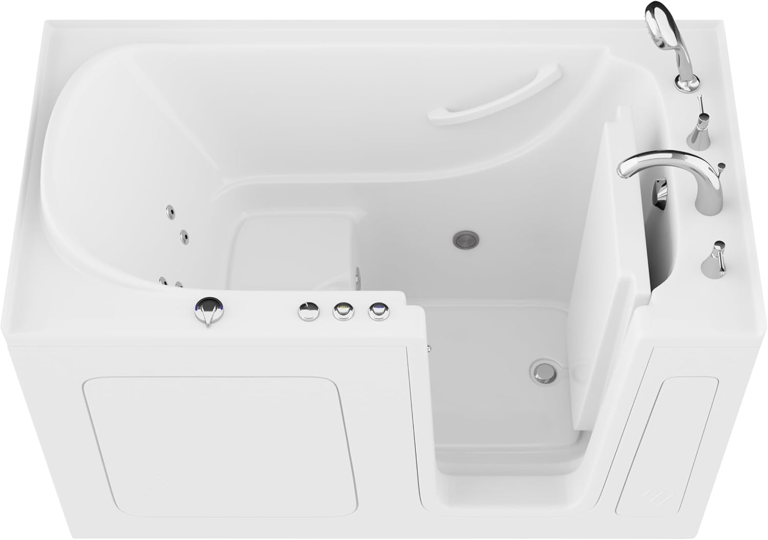 ANZZI Walk-In Whirlpool Bathtub 60 in x 32 in Right Drain Quick Fill Faucet Powered Fast Drain, 8 Hydro Massage Jets, Chromatherapy, Maintenance Heater, ADA Seat, Acrylic White, Grab Bar | AMZ3260RWH