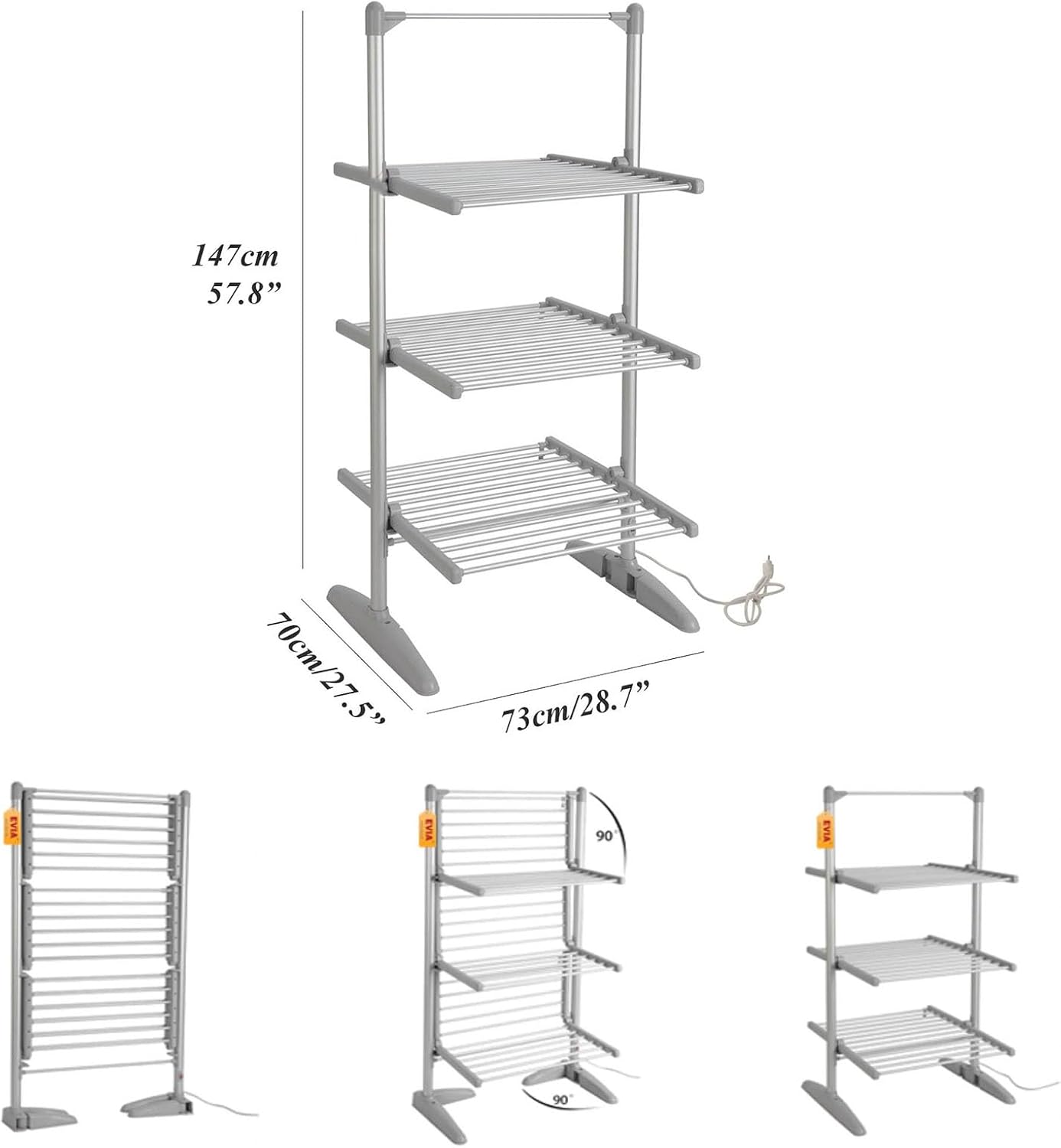 Folding Electric Heated Clothes Drying Rack,Free Standing Laundry Drying Rack,Collapsible Heating Garment Dryer Towel Rail Space Saving for Home Indoor Outdoor