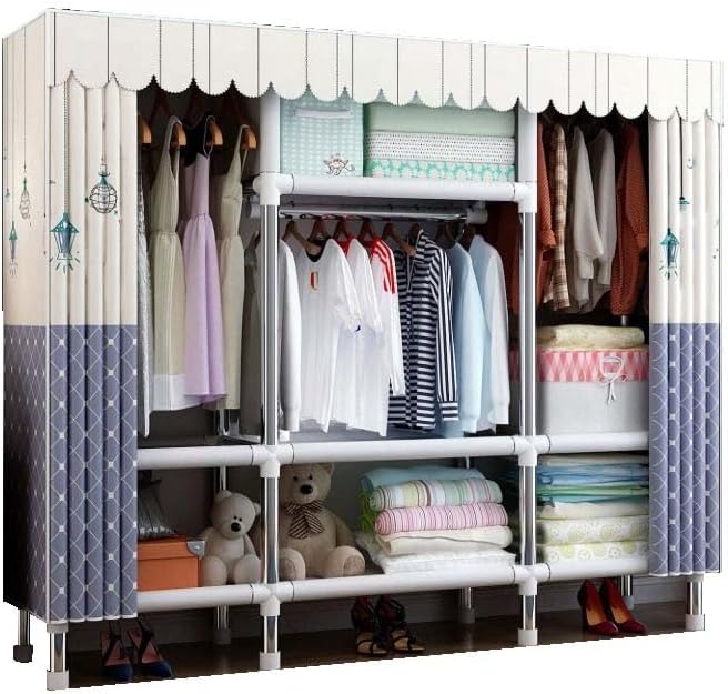 HUHJYUGE Closet Wardrobe, Freestanding Clothes Garment, Portable Wardrobe Closet for Hanging Clothes, Bedroom Armoire with Cover, Large Clothes Organizer, Clothes Hanging Rack for Cloakroom
