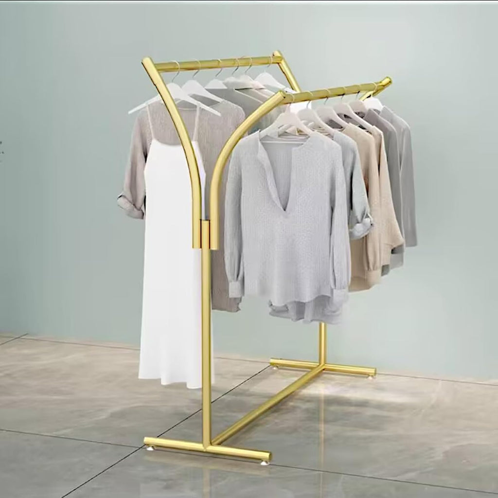 Clothes Racks - Rack for Hanging Clothes Retail Display - Floor Standing Metal Garment Rack - Double Pole Coat Rack, Freestanding Garment Rack, for Bedroom,Home,A 150x50x150cm-