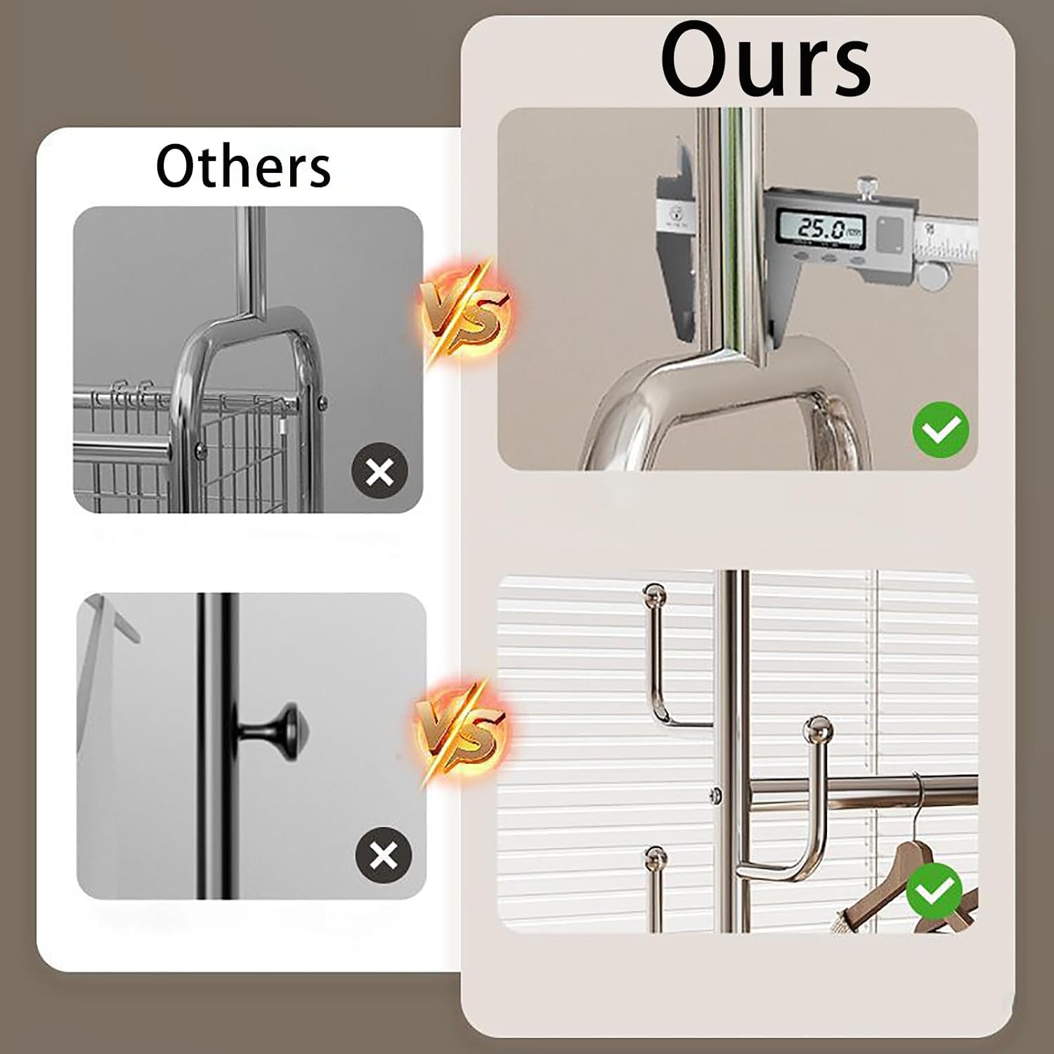 Clothing Racks for Hanging Clothes, Standing Coat Rack with Wheels Shelves, Heavy Duty Metal Rolling Garment Rack, for Bedroom Laundry Living Room, Easy to Assemble