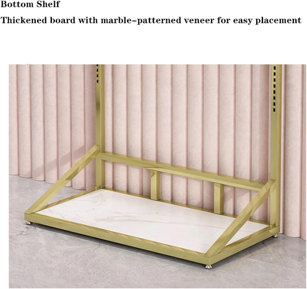 Underwear Display Stand, Metals, Lingerie Garment Rack, Retail Sock Show shelves, Supermarkets Commercial Clothing Store Shelf, for Bras, Shorts, Hats, 39.3in(Gold)