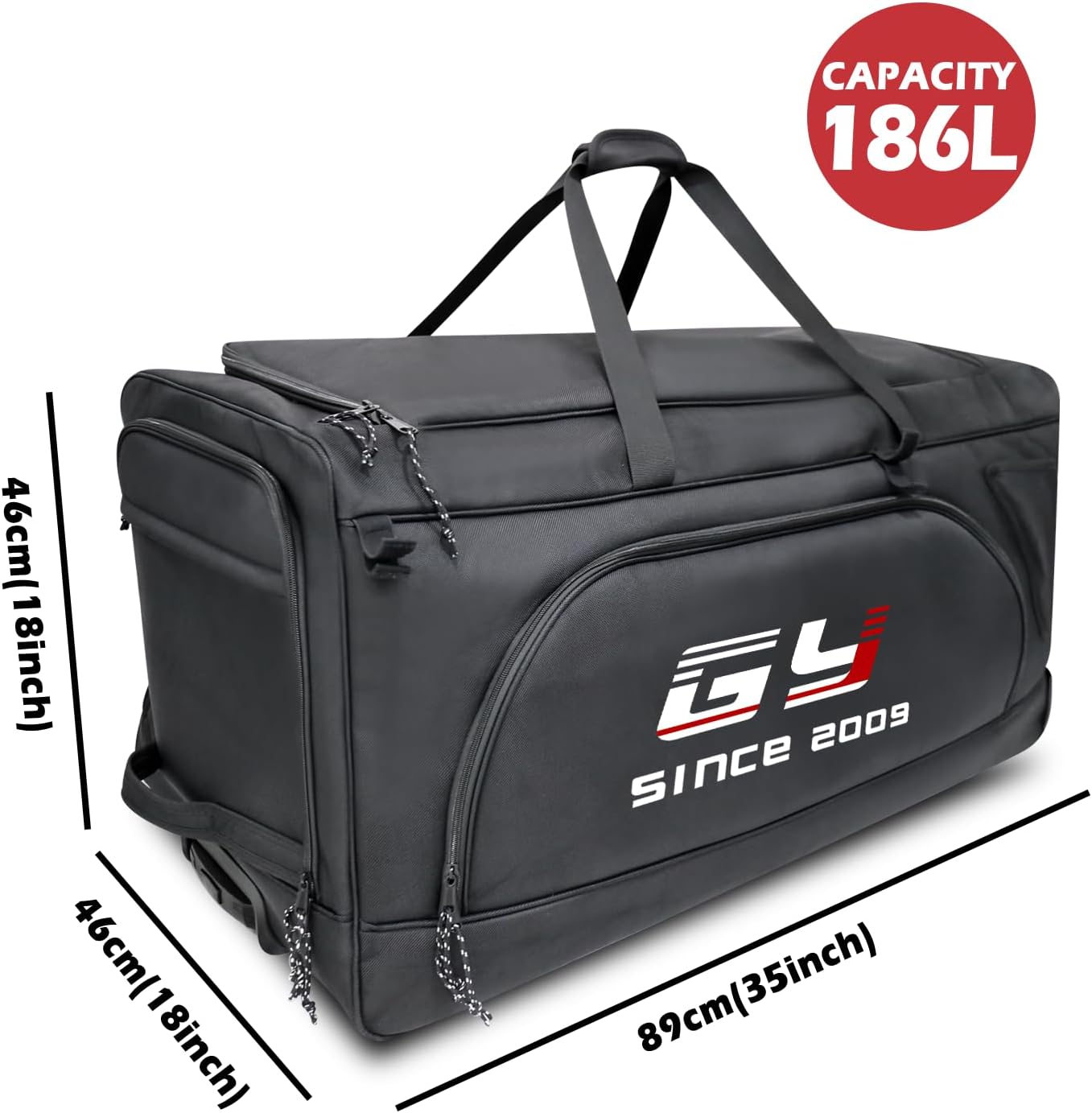 GY 185L 35' Rolling Duffle Bag Large Hockey Bag With Wheels For Sports Gym Travel Baseball Basketball Soccer Football Equipment For Team Coaches/Catchers/Youth/Adults /1680d Waterproof Fabric