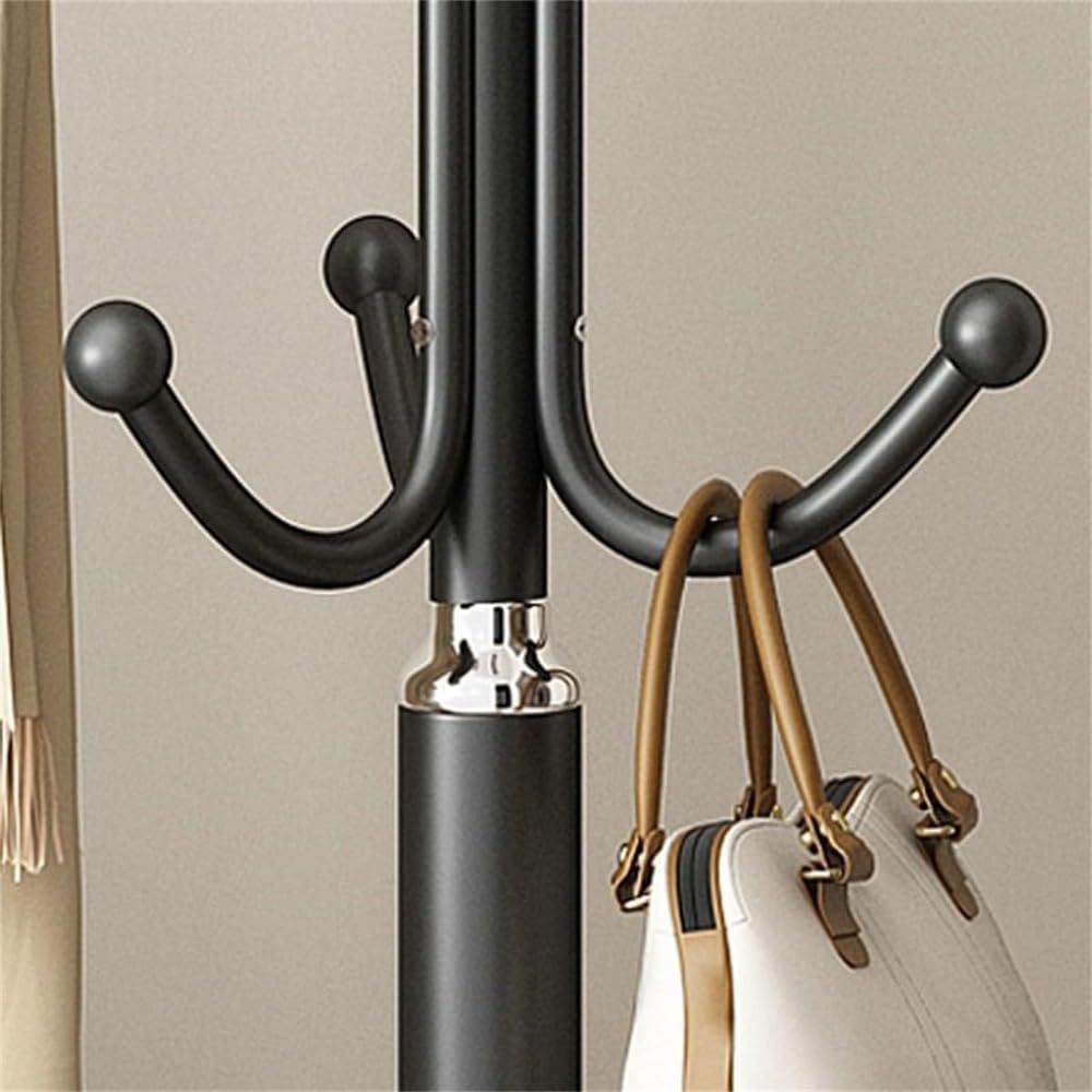 Adjustable Garment Rack Hall Tree with Stand Free Standing Iron Coat Rack Bedroom Hanger Storage For Entryway, Bedroom, Hallway, Office Standing Hanger(White)