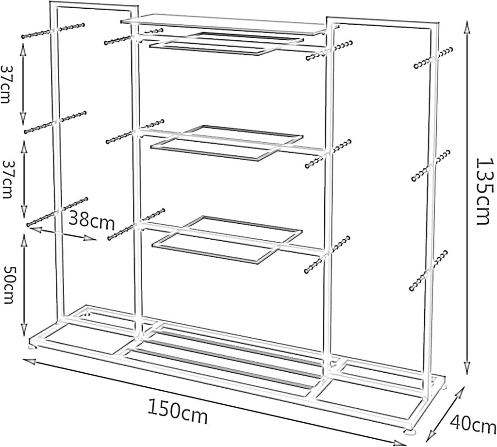 Modern Clothing Store Garment Rack,Commercial Grade Clothes Retail Display Racks,Multipurpose Slippers Socks Underwear Shorts Accessories Storage Shelves,Boutique Organizer(White 150x40x135CM)