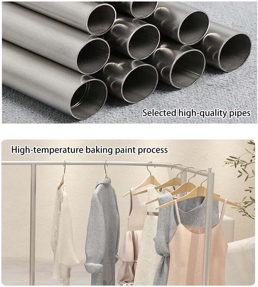 LXHELIVERY Garment Rack Retail Display Clothing Rack, Heavy Duty Garment Rack,Freestanding Coat Clothing Hanger Storage Organiser Unit For Bedroom And Boutique(Silver,150X40X135 CM)