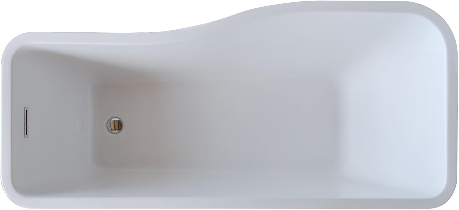Venzi Vida Collection 32 x 69 Rectangle Acrylic Freestanding Bathtub with Reversible Drain
