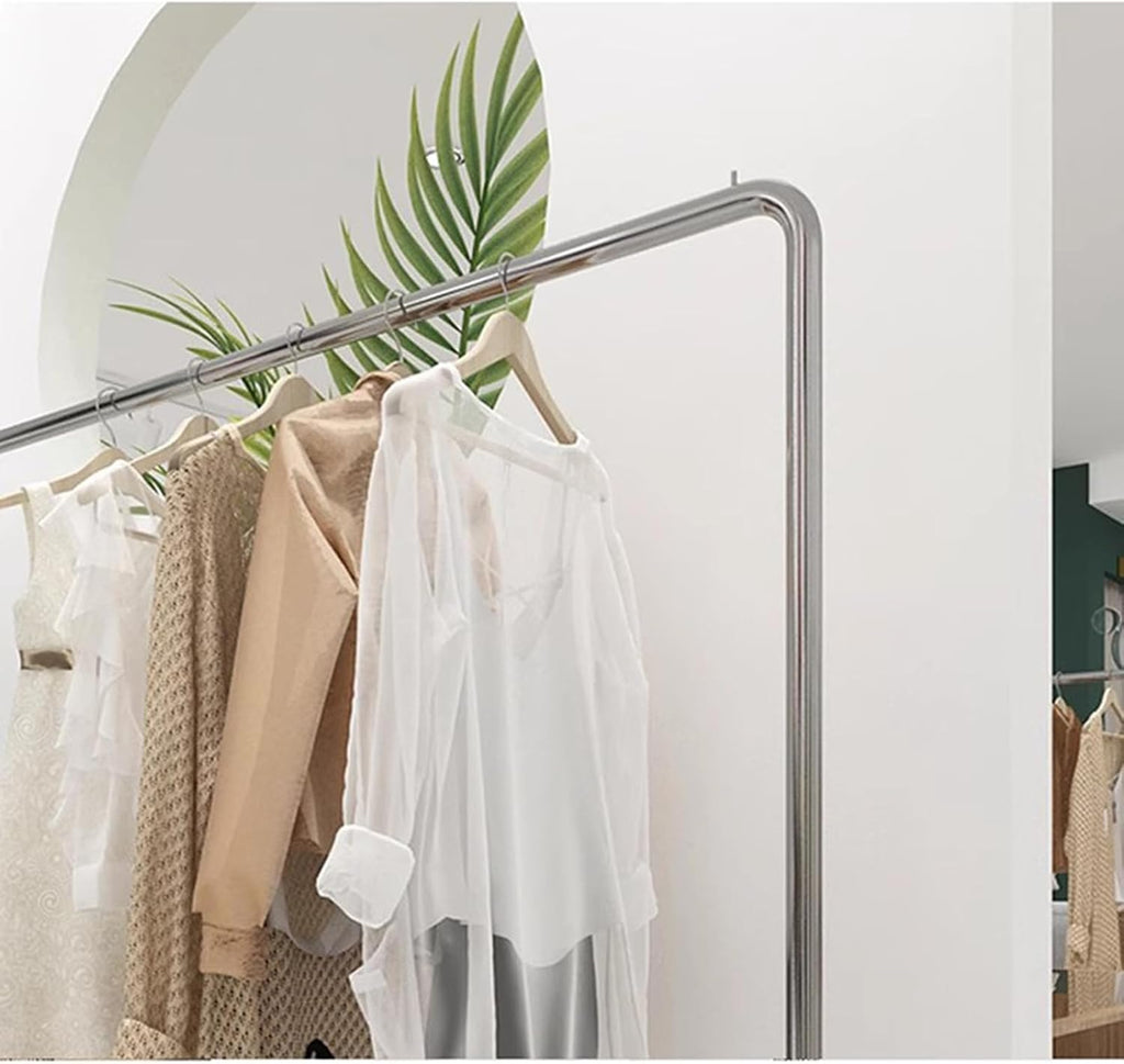 Heavy duty Garment rack Heavy Duty Clothing Racks On Wheels, Silver Stainless Steel Clothes Rail With Shelves, Freestanding Coat Rack For Hanging Clothes, Portable Clothes Organizer For Bedroom ( 80X