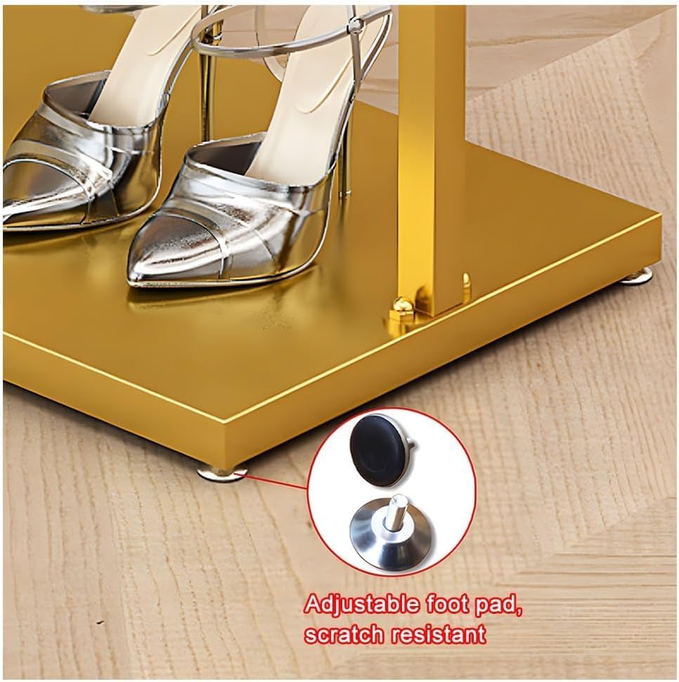 Freestanding Clothing Store Display Rack - Adjustable Gold Lingerie & Socks Stand, Floor-Standing Underwear Organizer, Retail Shelves for Bras & Shorts (130x40x130cm)