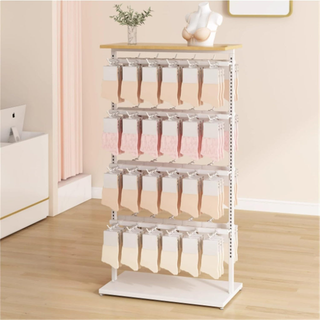 Lingerie Garment Rack, Underwear Display Stand, Metals, Retail Sock Show shelves, Supermarkets Commercial Clothing Store Shelf, for Bras, Shorts, Hats, 4 Tier(A,100 * 40 * 135cm)