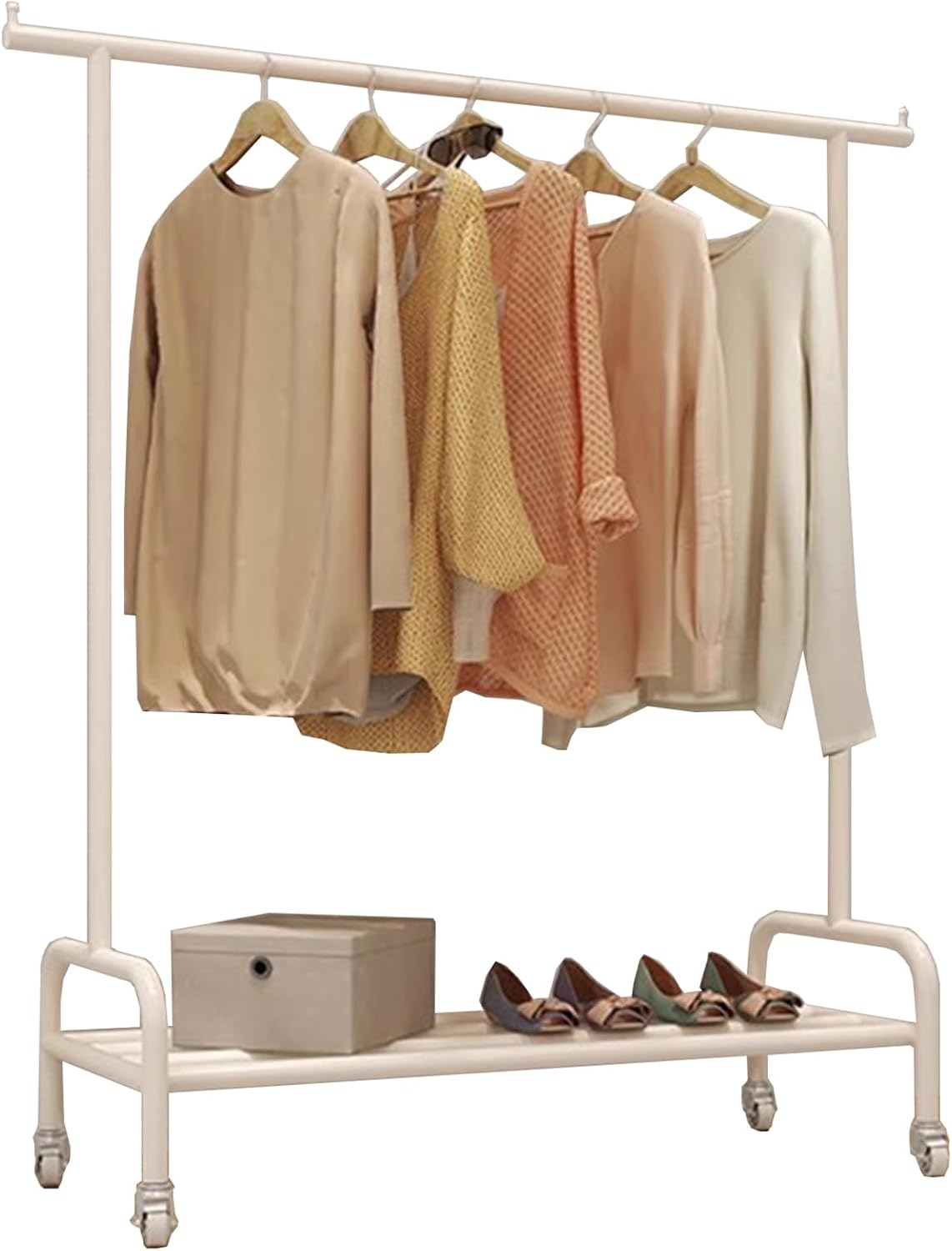 Heavy duty Garment rack Heavy Duty Clothing Rack On Wheels, Stainless Steel Clothes Rail With Shelves, Rolling Clothes Organizer For Hanging Clothes, Portable Coat Rack For Bedroom And Busines ( 80X4