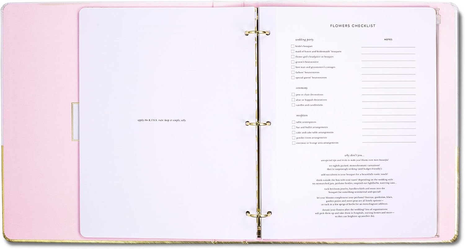 Kate Spade New York Wedding Planning Book and Organizer, Wedding Binder with Pages for To-Do Lists, Notes, Budgeting, Invitations, I Do (Gold Colorblock)
