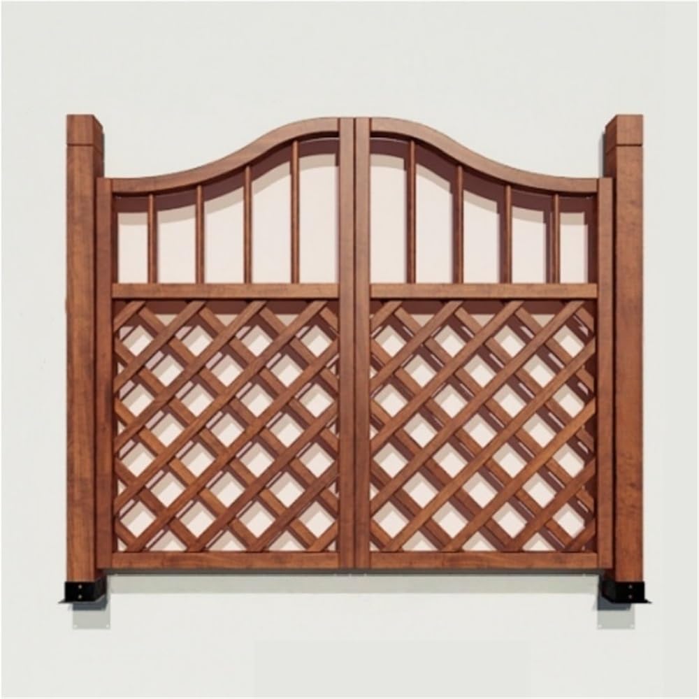 Wooden Fence Gate, Outdoor Garden Gate with Latches, Arched Double-Door Partition for Vegetable Gardens, Patios, and Entrances