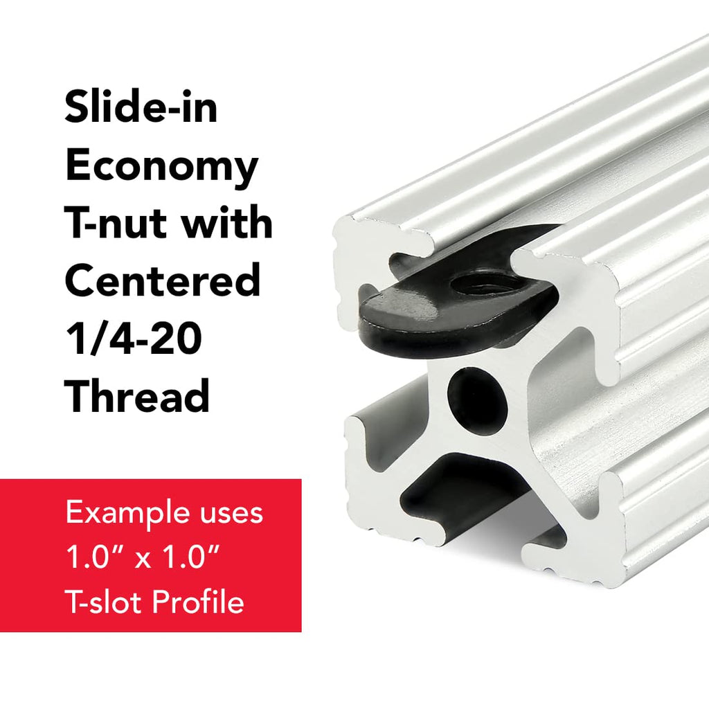 8020, 3382, 10 Series Steel 1/4-20 Centered Slide in Economy T-Nut Steel T-Slot Accessories for 80/20 Aluminum Extrusion Hardware Nuts (500 Pack)