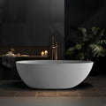 Freestanding Bathtub - Oval Solid Surface Bathtub, Ergonomic Soaker Tub, Modern Extra Deep Stand Alone Tub, with Drain, Suitable for Apartments, Villas, Hotels (Gray, 60')