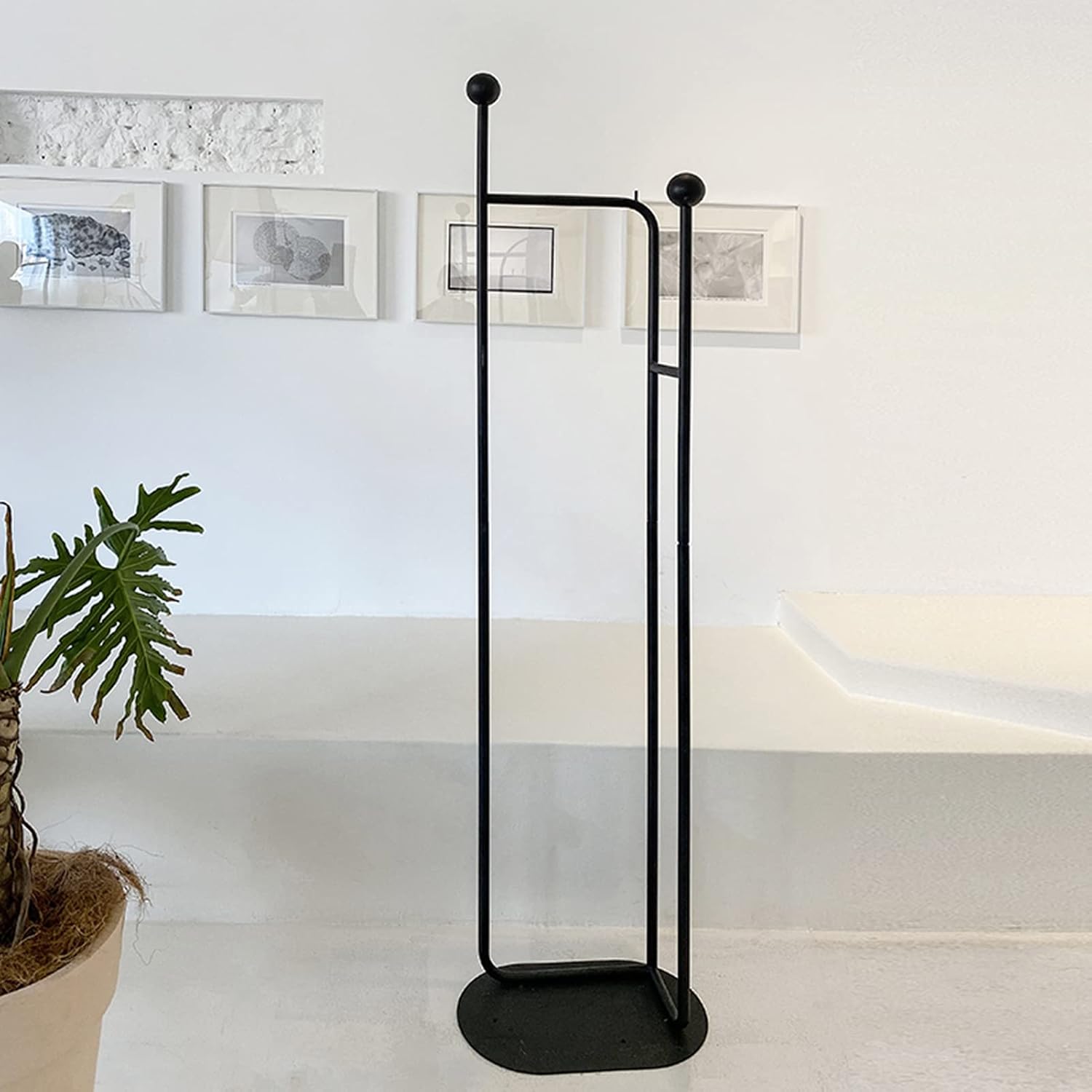 Heavy Duty Garment Rack Modern Metal Clothing Rack with Shelves Freestanding Coat Rack for Bedroom Hallway and Living Room Easy to Assemble Clothes Rail Small Space Storage Solution (Black)