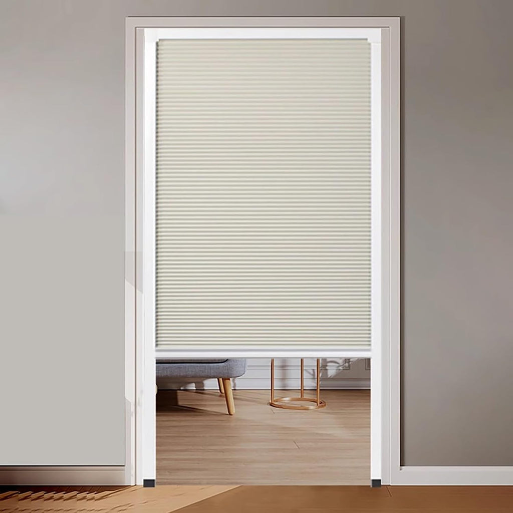 Accordion Door No Drill Telescopic Sliding Door for Doorway, Top Down Bottom Up Non-Woven Foldable Screen Door Kit, Internal/Exterior Telescopic Folding Doors(36x74in(91x188cm))